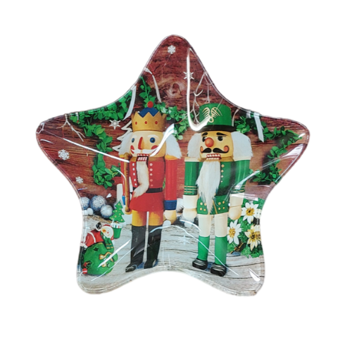 Prato Natal Vidro Estrela Sofisticação e Aconchego Loja G