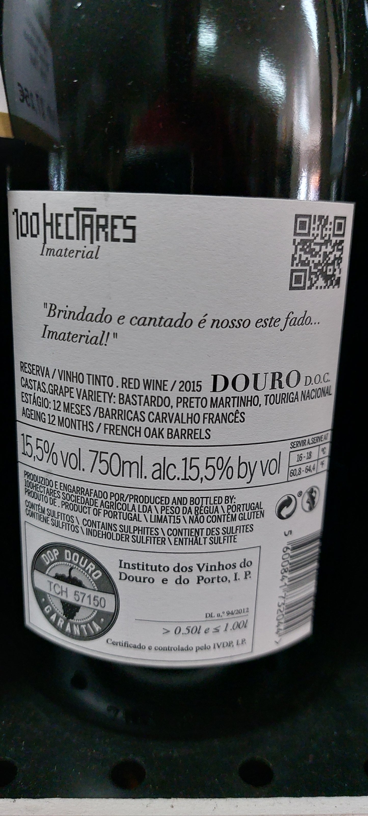 100 HECTARES Imaterial Reserva 2015 15.5º