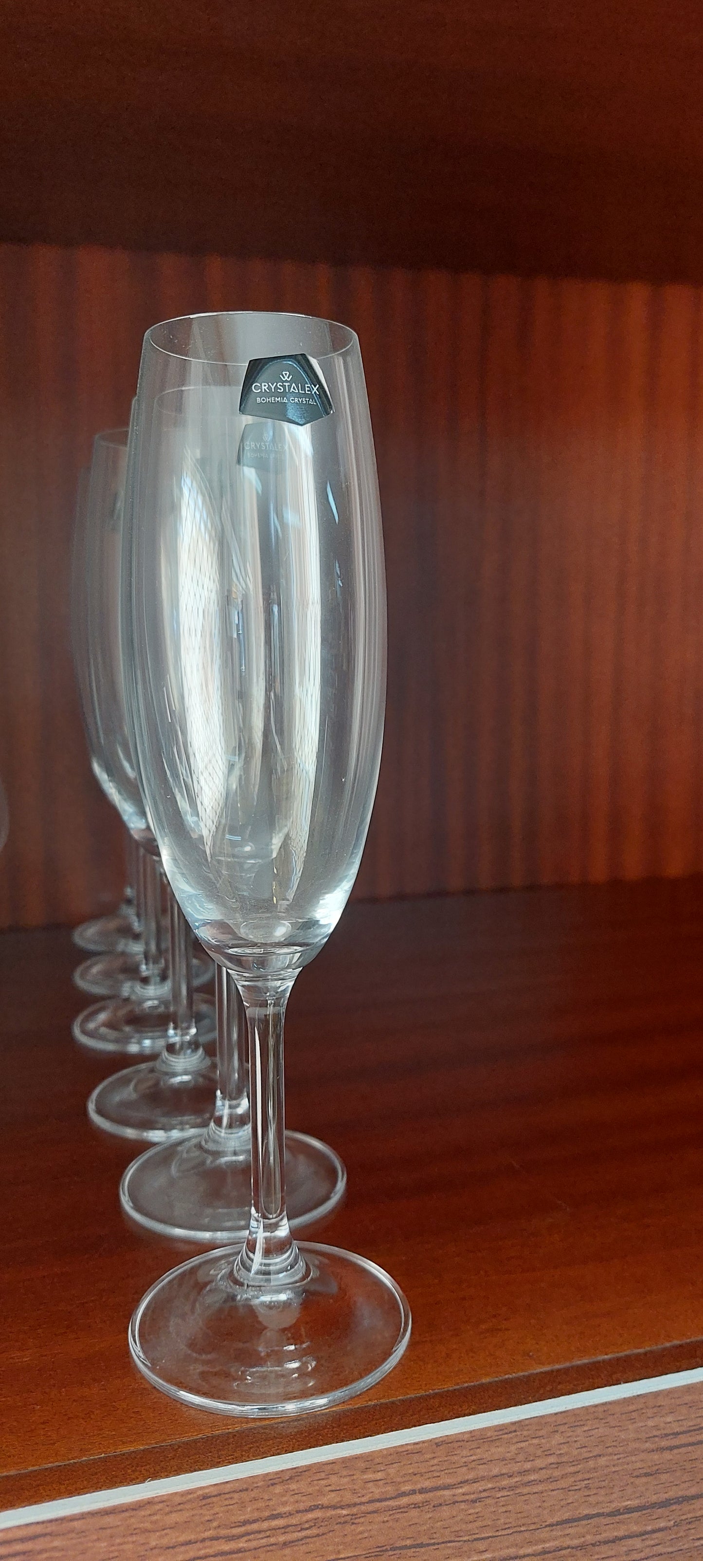 Conjunto 6 Copos Vinho Flute 220ml Cristal da Boémia Cristalex
