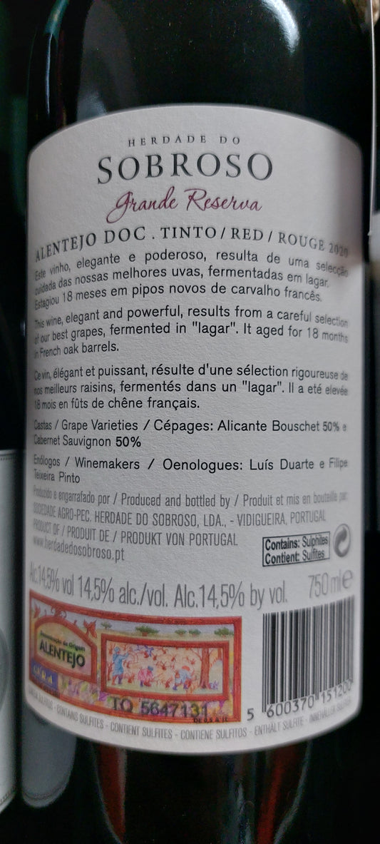 Herdade do Sobroso Grande Reserva Tinto 2020