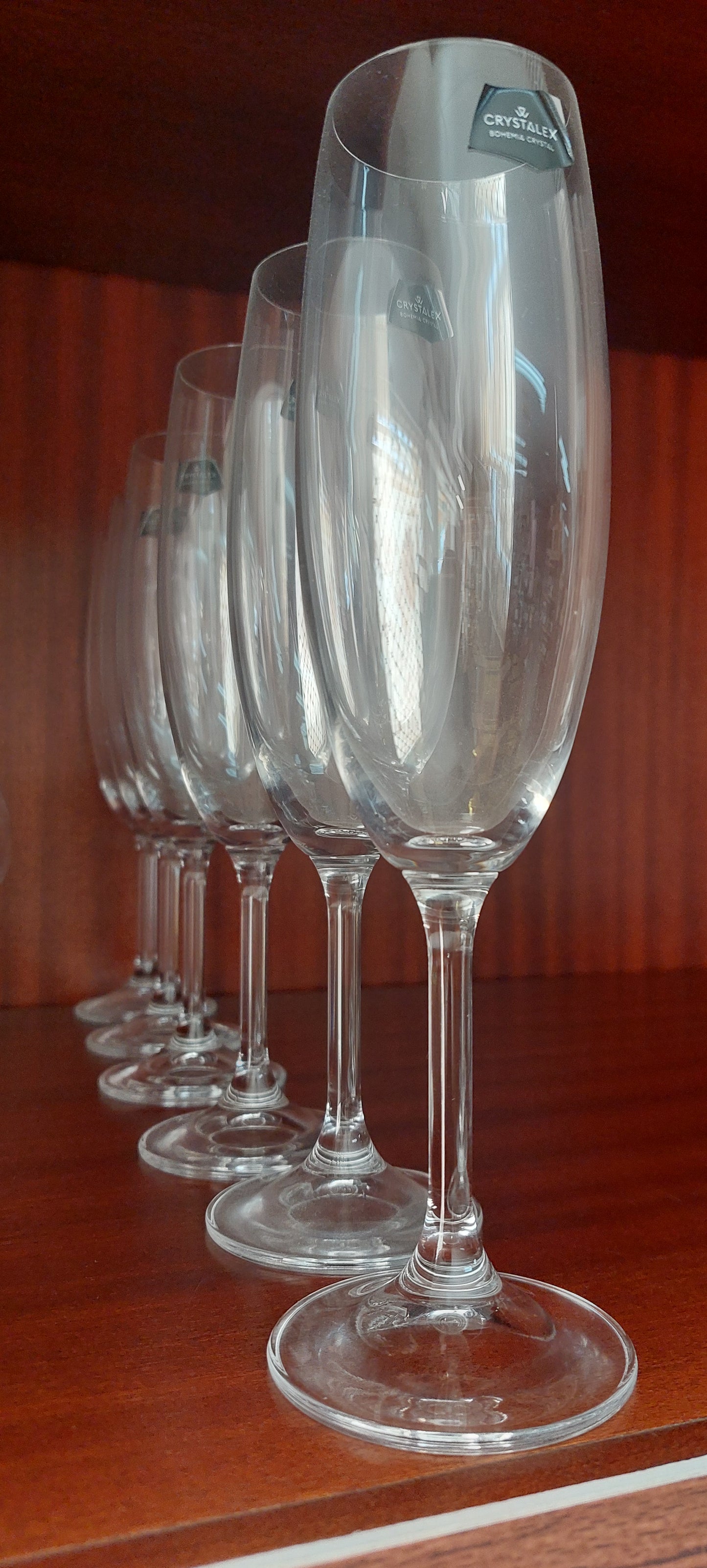 Conjunto 6 Copos Vinho Flute 220ml Cristal da Boémia Cristalex