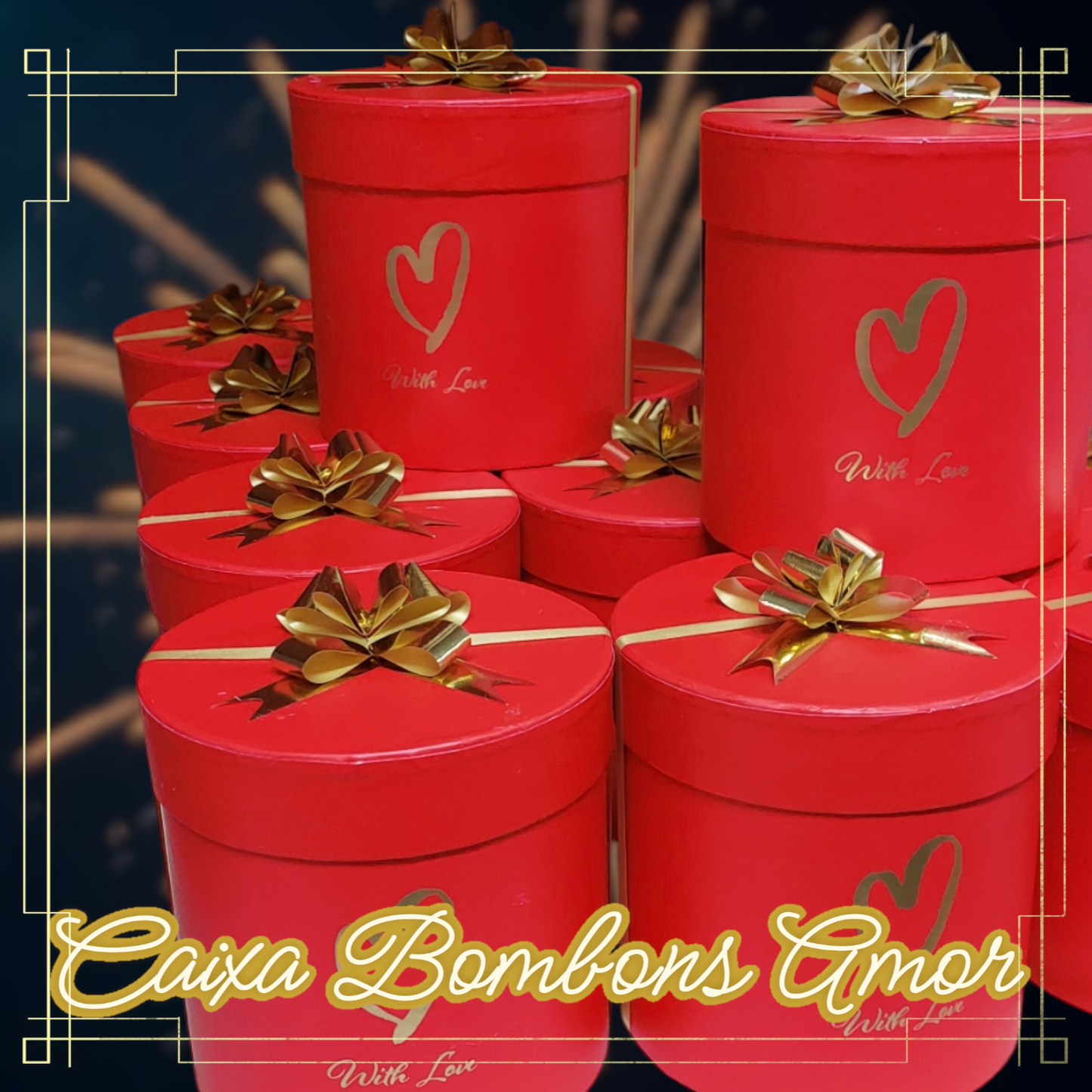 Caixa Bombons Redonda Amor Bombom Praline 200g