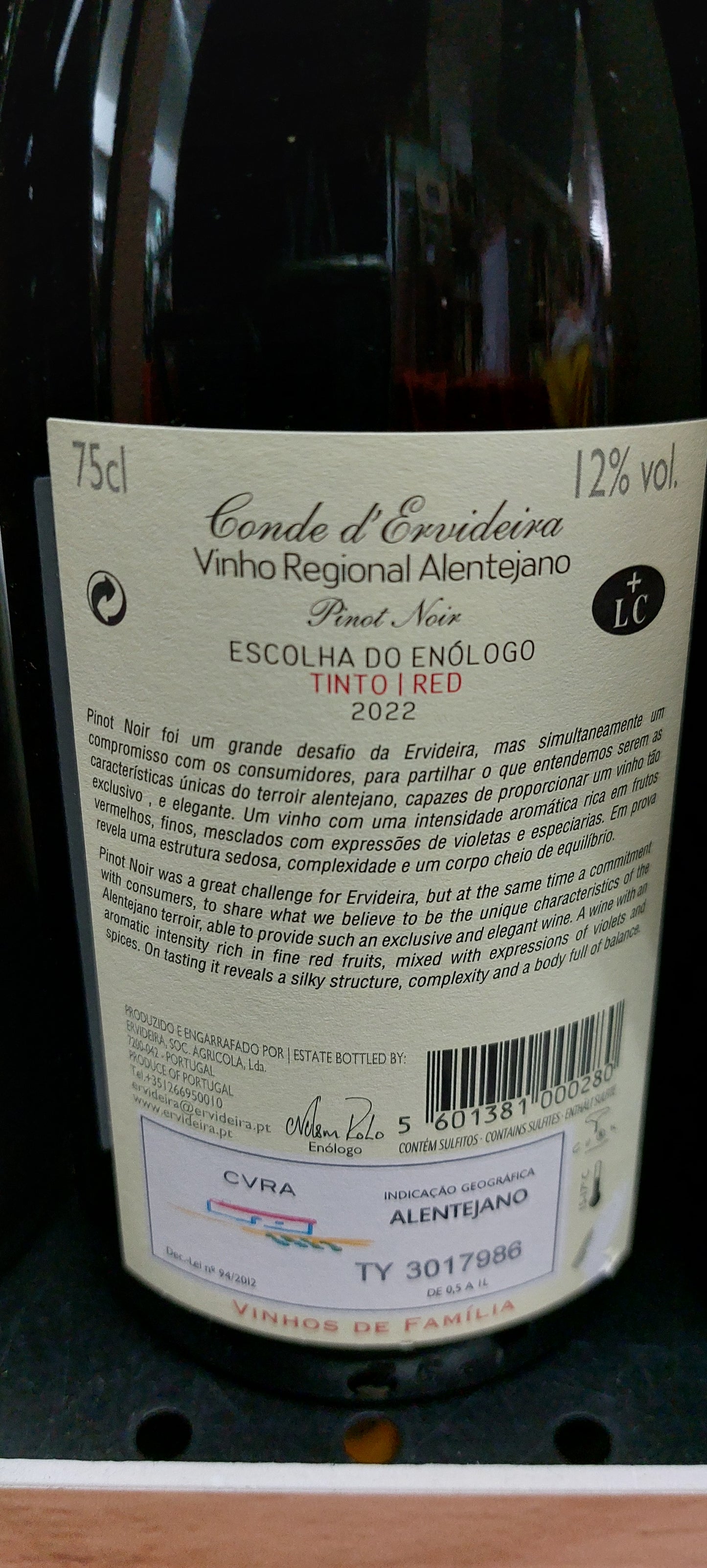 Conde D'Ervideira EE Pinot Noir 75cl