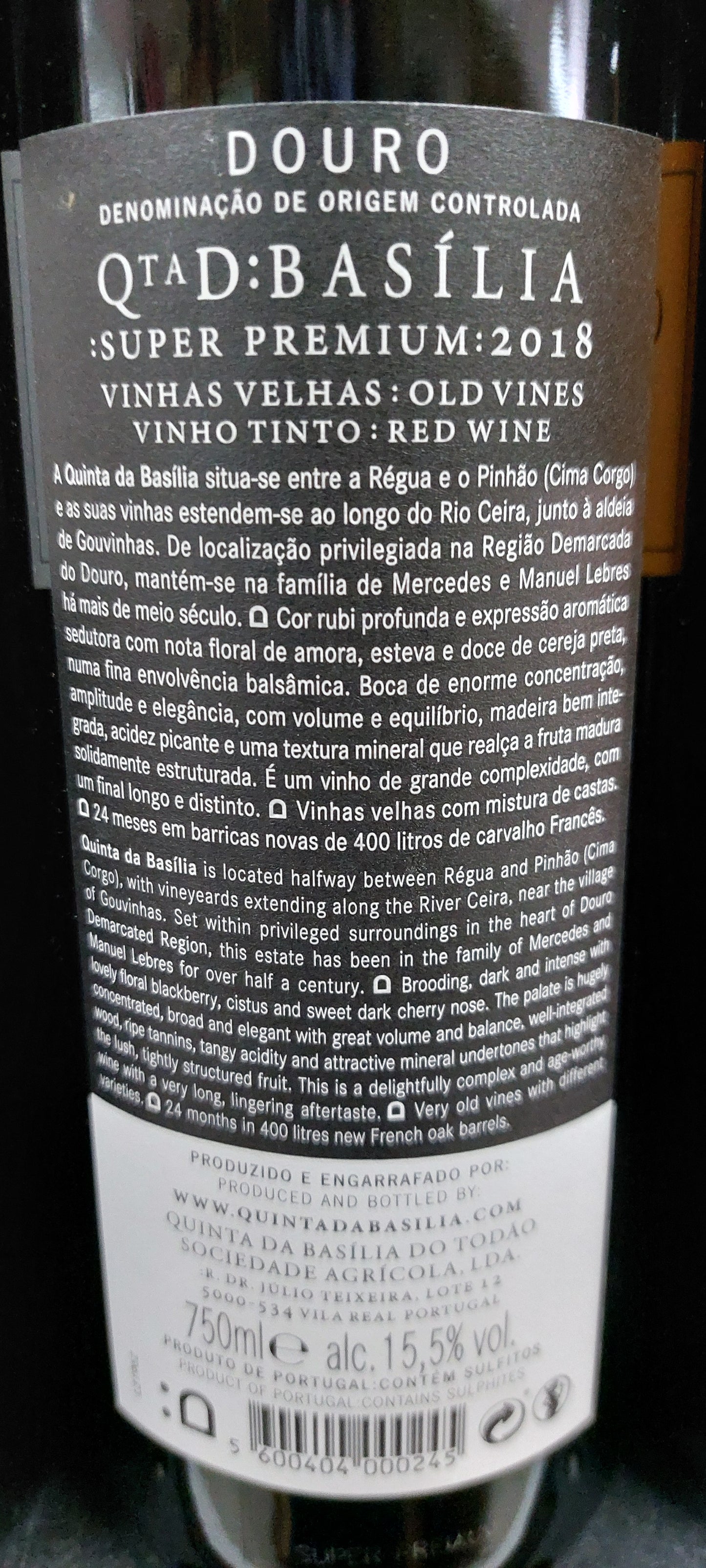Quinta Basília Super Premium Tinto 2018 75cl