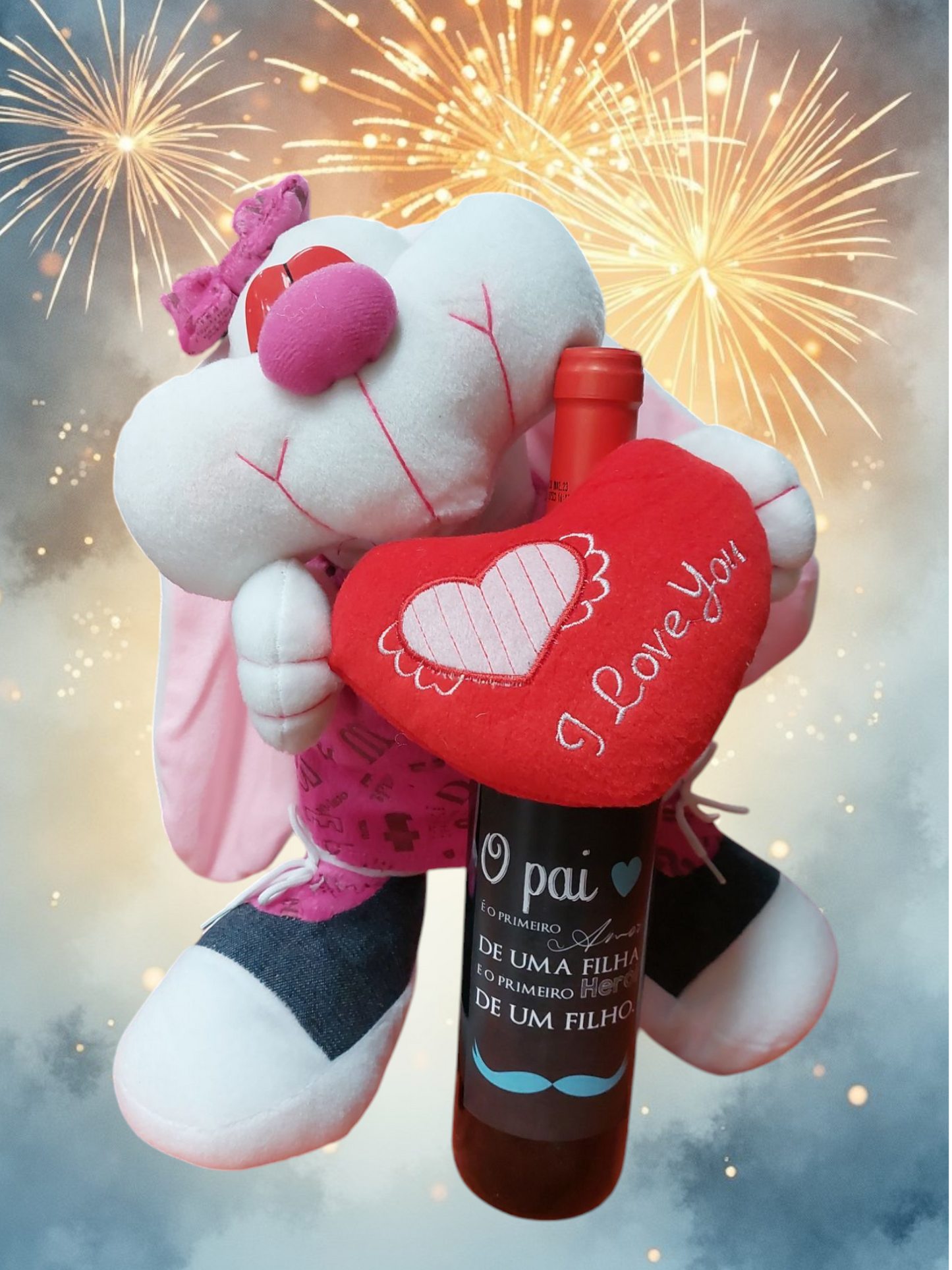 Coelho I Love You Rótulo Festivo