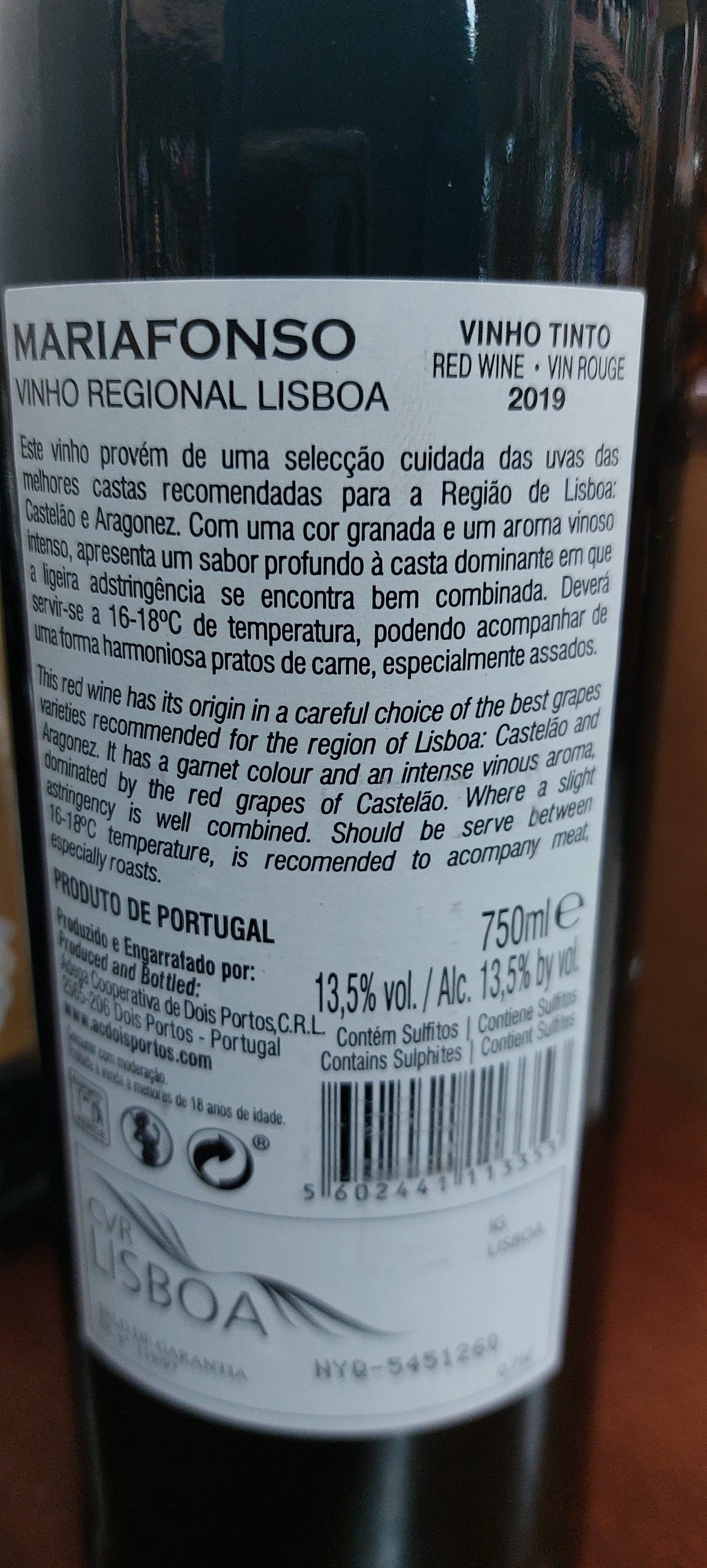 Maria Afonso Tinto 2019 75 cl