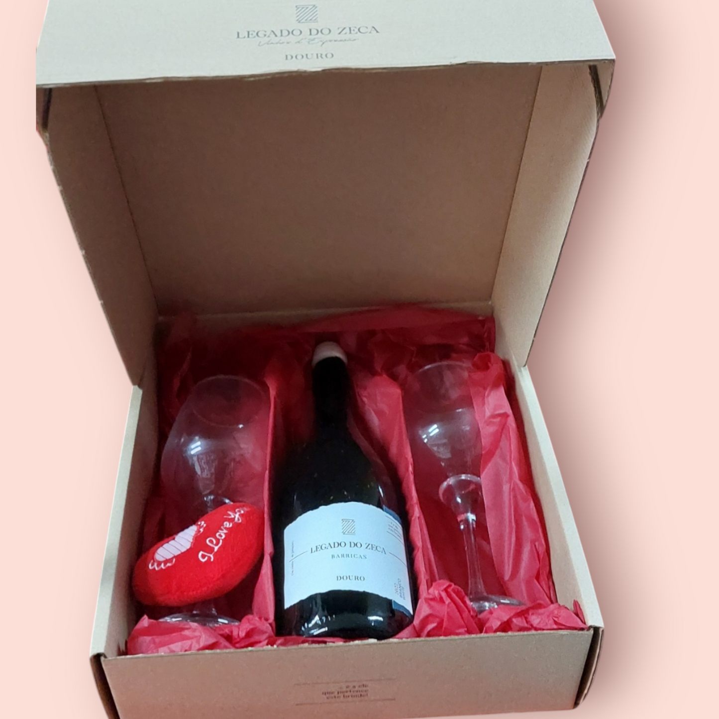 "Vino Amoris" Barricas - conjunto vinho Legado do Zeca (vinho branco + 2 copos)