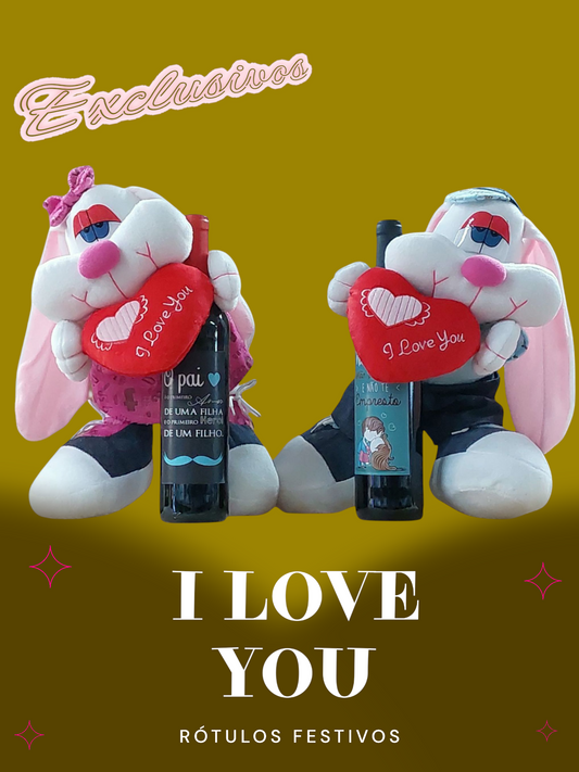 Coelho I Love You Rótulo Festivo