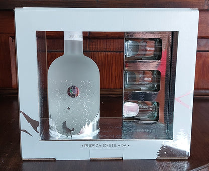 Conj. Wild Snow Dog Vodka 70cl + 3 Copos Shot